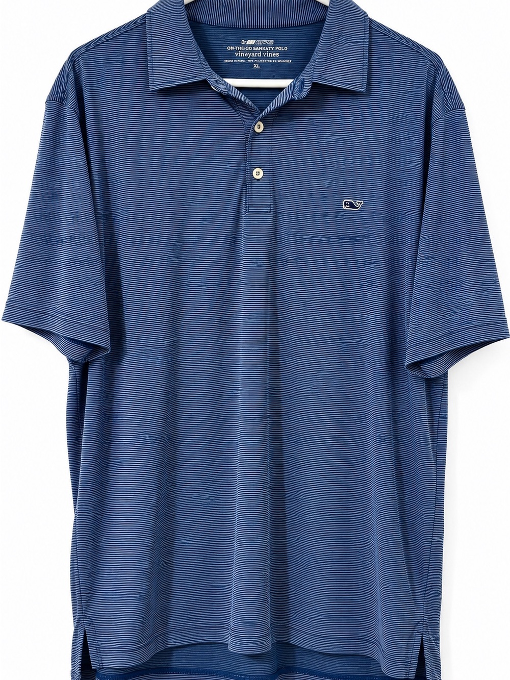 Vineyard Vines On-The-Go Sankaty Polo Mens XL Blue Stripe Golf Performance